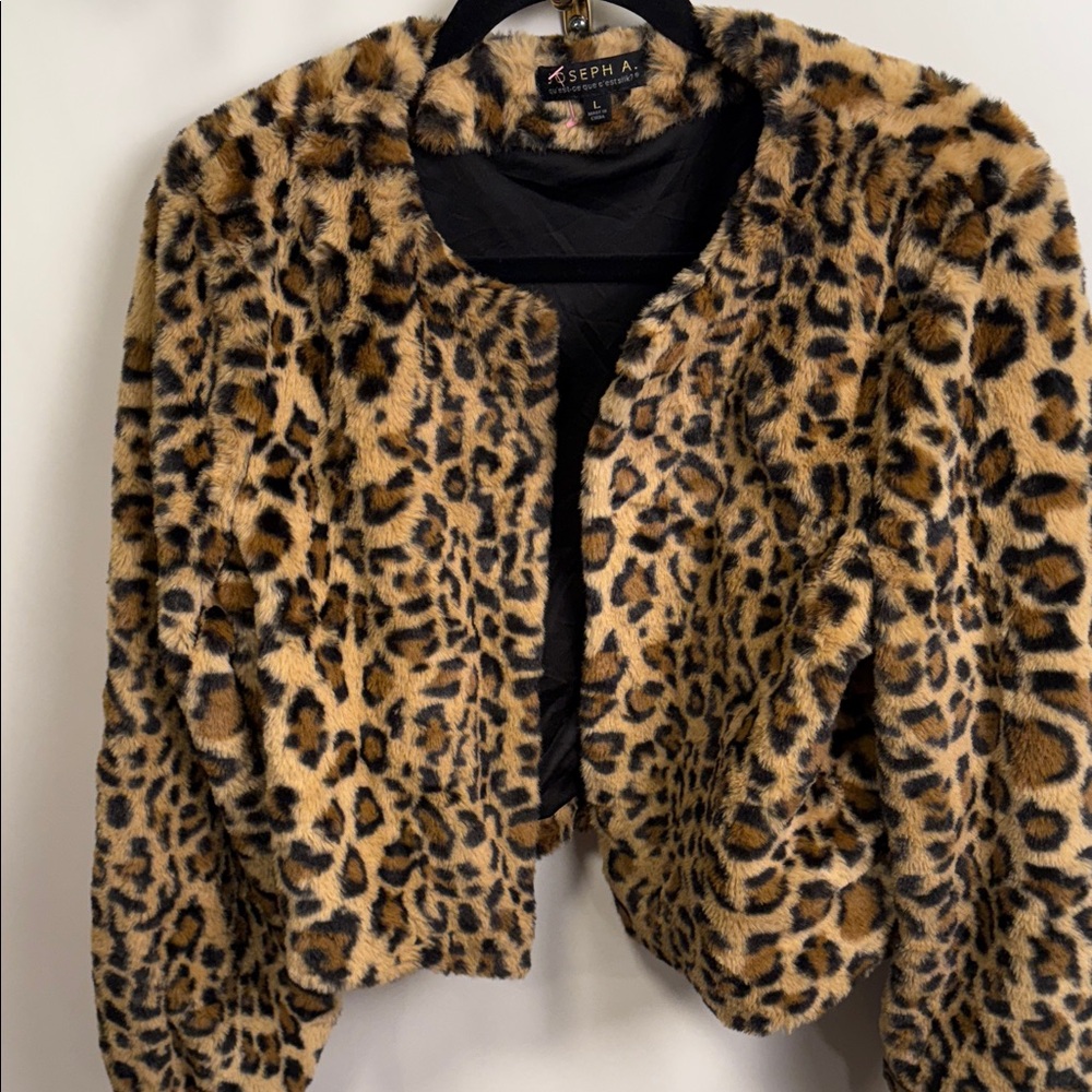 Joseph Leopard Print Teddy Jacket